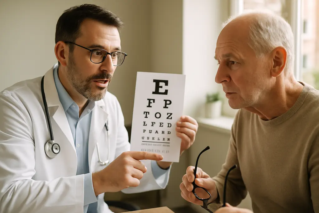 Volunteers greet families at a gym health table for glaucoma awareness campaigns