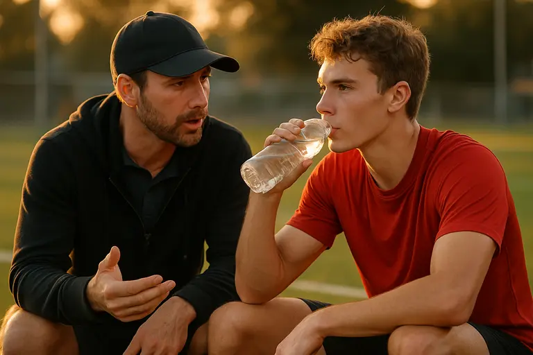 Athlete speaks with an eye clinician in a quiet exam room