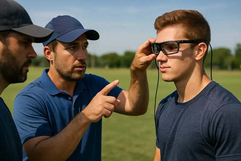 Team staff planning short vision drills on a clipboard before training