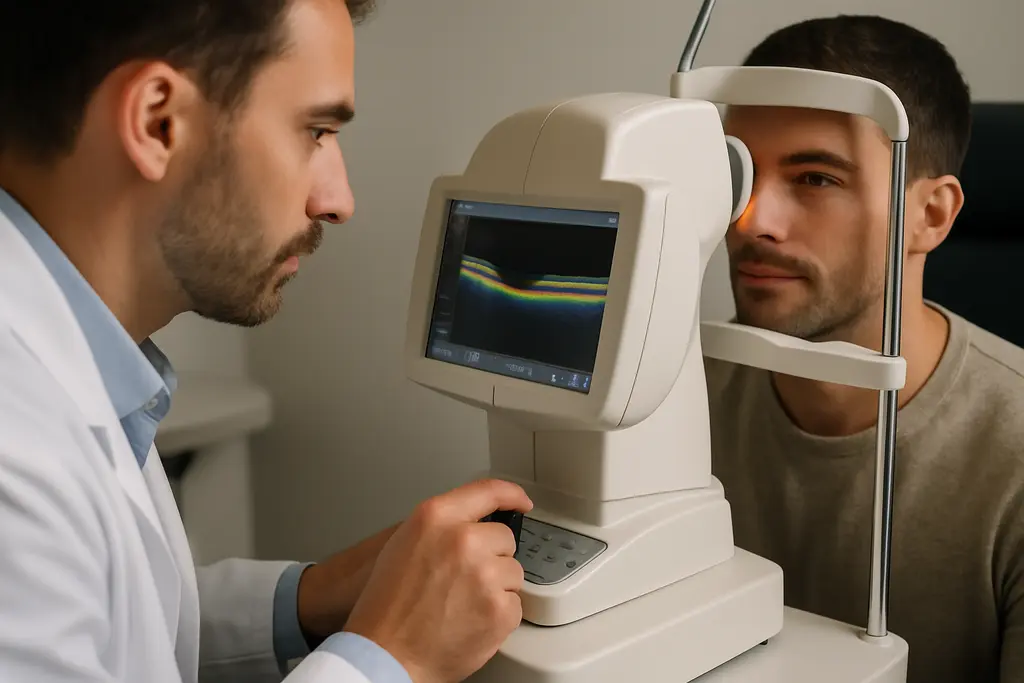 OCT acquisition efficiency shown through a clinician reviewing glaucoma scan images