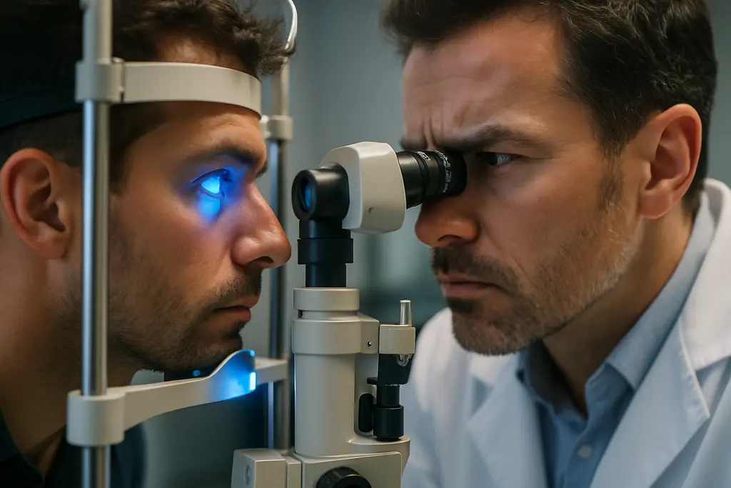 Glaucoma Follow-Up Schedules chart beside an eye exam lane