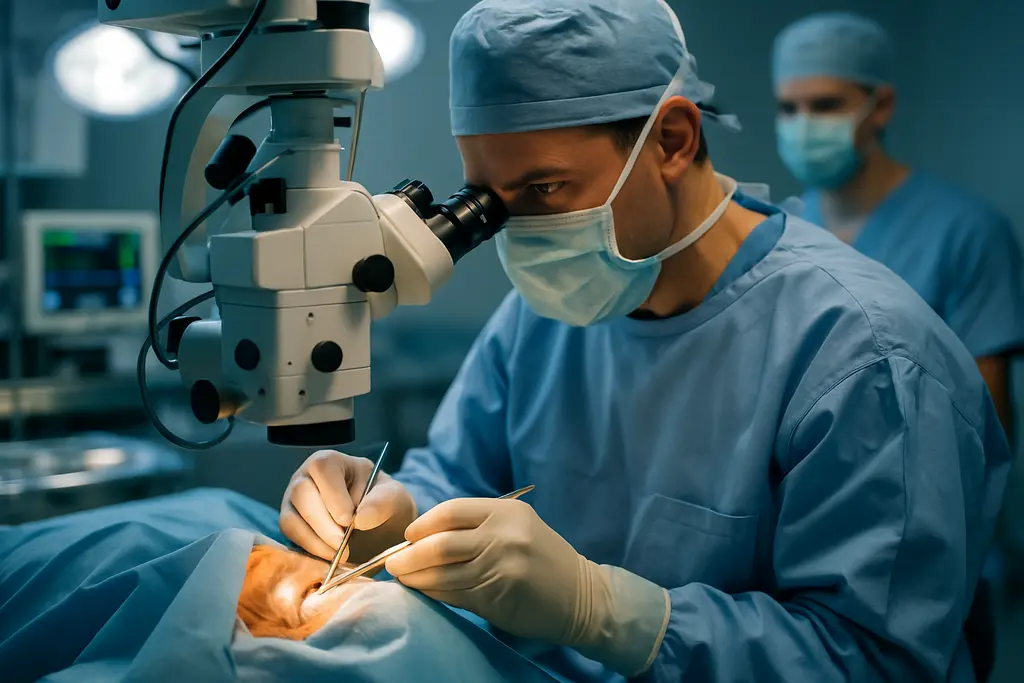 Goniotomy Success Predictors shown with an eye exam and surgical planning notes