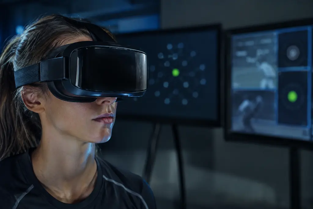 Patient using NeuroVision training on a computer after refractive surgery follow-up